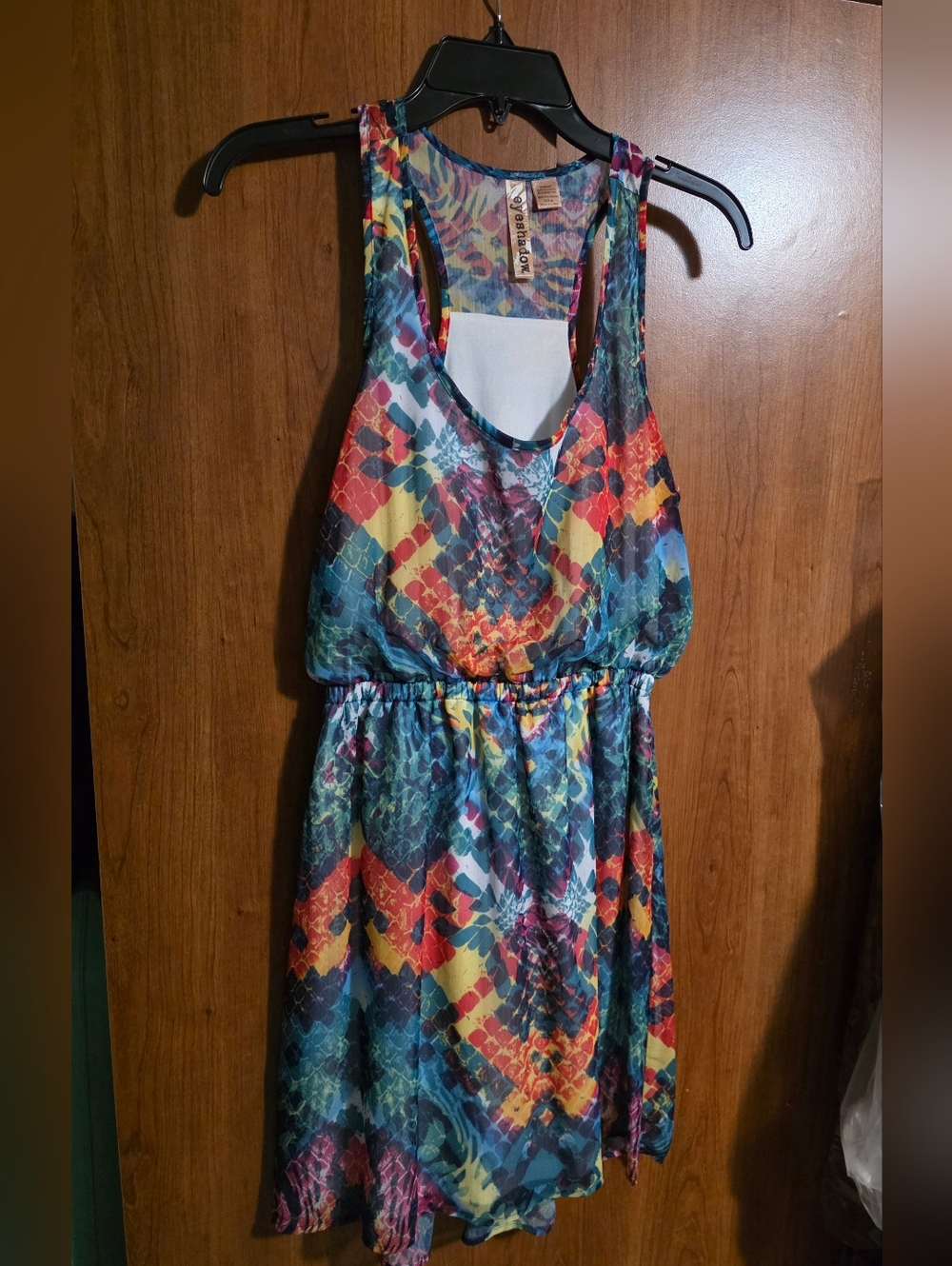Eyeshadow Multicolor Abstract Print Racerback High-Low Dress Size M - Picture 2 of 7